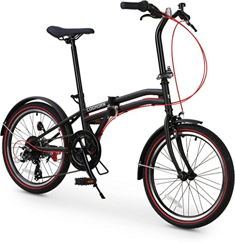 Coghorn Boxer Folding Bike with Compact 7-speed Frame and 20in Wheels (Black)