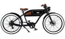 T4B Greaser Retro Style Electric Bike, 44″/One Size, Black