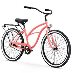 sixthreezero Around The Block Women’s Single-Speed Cruiser Bicycle, Coral w/ Black Seat/Grips