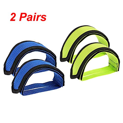 IDS Bike Pedal Straps, Bicycle Feet Strap Pedal Straps for Fixed Gear Bike, Green, Green, 2 Pairs