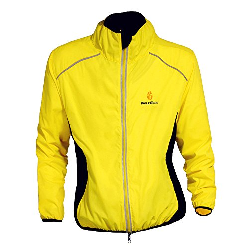 WOLFBIKE Cycling Jacket Jersey Long Sleeve Wind Coat, Color: Yellow, Size: XXXL