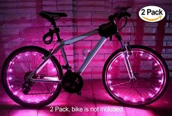 2 Pack Led Bike Wheel Light | Waterproof Bicycle Tire Light | Safety Battery Spoke Lights for Ki ...