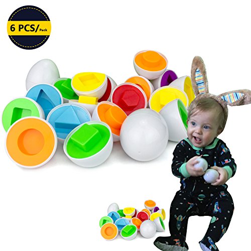 6 pcs Smart Easter Egg Montessori Toys for Kids Baby Learning Color and Shape Preschool Motor Sk ...
