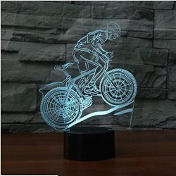 3D Mountain Bike Night Light 7 Color Change LED Table Desk Lamp Acrylic Flat ABS Base USB Charge ...