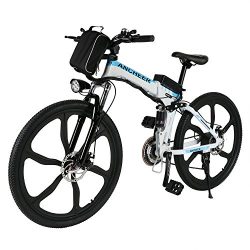 ANCHEER Folding Electric Mountain Bike with 26″ Super Lightweight Magnesium Alloy 6 Spokes ...