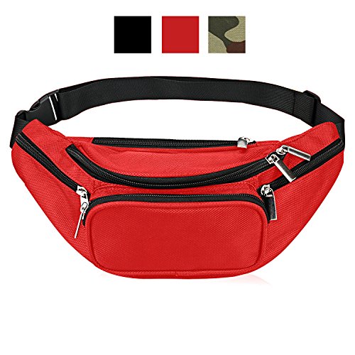 Fanny Pack 5-Zipper Pockets Waist Bag Belt Nylon Multifunctional F ...