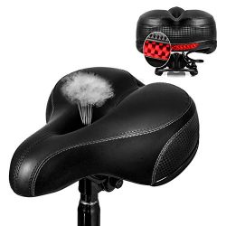 OUTERDO Dual Spring Design Big Bum Extra Comfort Bicycle Bike Saddle Seat 25 20cm Black black