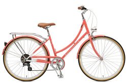 Retrospec Venus Dutch Step-Thru City Comfort Hybrid Bike, Coral, 7-Speed / 44cm, m/l