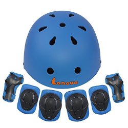 Lanova Kids Protective Gear Set,7Pcs Sport Safety Equipment Adjustable Child Helmet Knee Elbow P ...