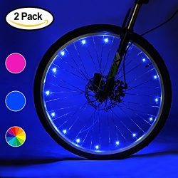 Accmor 2 Pack LED Bike Wheel Lights, Safety Waterproof 3AA Battery Operated Spoke Lights(Blue/Pi ...