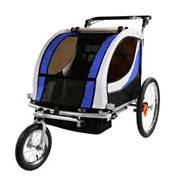 Clevr 2 Deluxe Child Bicycle Trailer Baby Bike Kid Jogger Blue Running Carrier