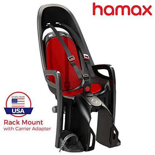 Hamax Zenith Rear Child Bike Seat (Grey/Red, Rack Mount)