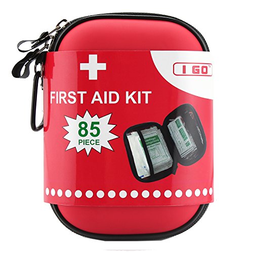 I Go Compact First Aid Kit – Hard Shell Case for Hiking, Camping, Travel, Car – 85 P ...