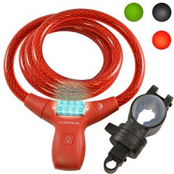 Lumintrail LK21051 Bike Bicycle Combination Cable Lock with LED Illumination & Mounting Brac ...