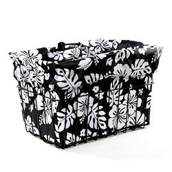 Cruiser Candy Black/White Hibiscus Bicycle Basket Liner