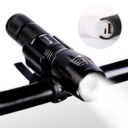 Rechargeable Bike Lights, Waterproof LED Torch Flashlight Lamp Zoomable Super Bright Cycle Light ...