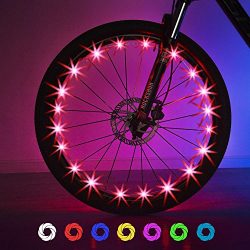 Exwell Bike Wheel Lights, 2018 Upgrade USB Rechargeable 7 Colors in 1 Bike Lights, Safety at Nig ...