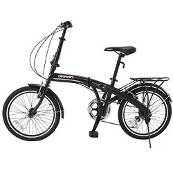 GTM 20″ 6 Speed Folding Bike Foldable Bicycle Shimano Hybrid, Black