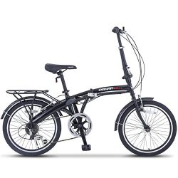 ORKAN 20″ 6 Speed Folding-Bicycle Foldable Bike Road Bike Shimano Hybrid Black