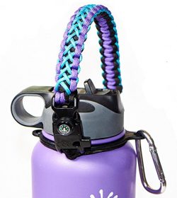 WaterFit Paracord Carrier Strap Cord with Safety Ring and Carabiner for 12-Ounce to 64-Ounce Wid ...