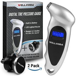 Car Tire Pressure Gauge 150 PSI – Digital, Built-In Battery, Lighted Nozzle, 4 Settings, N ...