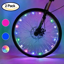 Accmor 2 Pack LED Bike Wheel Lights, Safety Waterproof 3AA Battery Operated Spoke Lights(Multi-c ...