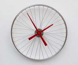 Bike Wheel Clock, unique large wall clock, bike clock, bicycle wheel clock, industrial wall cloc ...