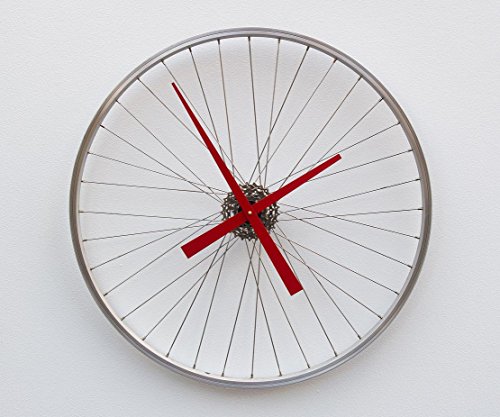 Bike Wheel Clock, unique large wall clock, bike clock, bicycle wheel clock, industrial wall cloc ...