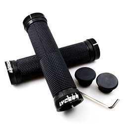 LYCAON Bike Handlebar Grips, Non-Slip-Rubber Bicycle Handle Grip with Aluminum Lock, Bike Grip f ...