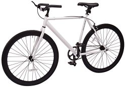 Critical Cycles Classic Fixed-Gear Single-Speed Bike with Pursuit Bullhorn Bars, 53cm/Medium, White