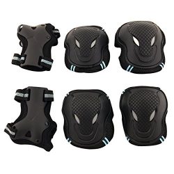 Physport Red Safety Protective Gear Keen,Elbow,Wrist 6 pcs Set Protective Pads Blue and Black M Size