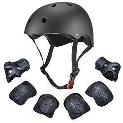 Dostar Kids Youth Adjustable 7Pcs Sports Protective Gear Set Safety Pad Safeguard (Helmet Knee E ...