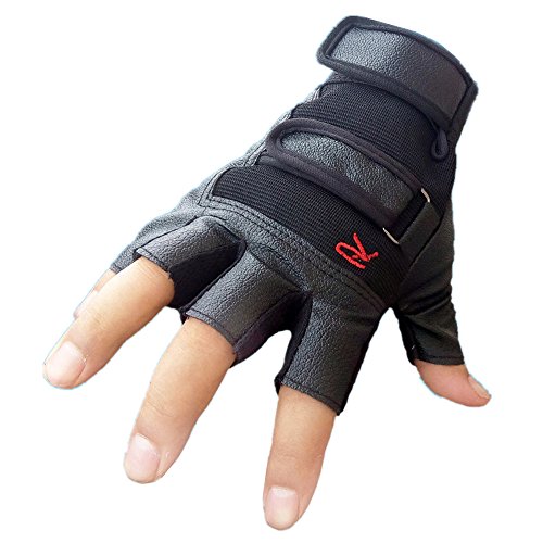 ZLOLIA Women Winter Gloves Outdoor Sports Bike Bicycle Half Finger Leather Mittens (one size, Black)