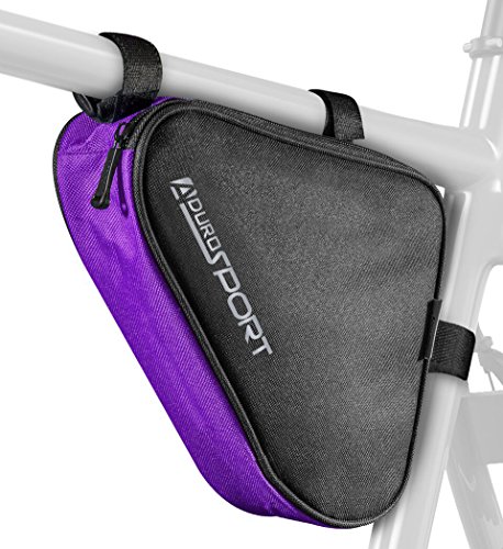 Aduro Sport Bicycle Bike Storage Bag Triangle Saddle Frame Strap-On Pouch for Cycling (Purple)