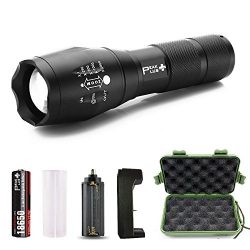 PeakPlus Super Bright LED Tactical Flashlight Zoomable Adjustable Focus 5 Modes Water Resistant  ...