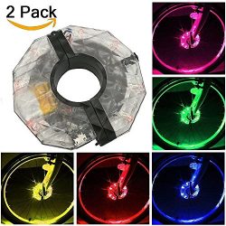 Bike Wheel Lights Rechargeable 2 Pack, SWINCHO Waterproof LED Cycling Lights, RGB Colorful Bicyc ...