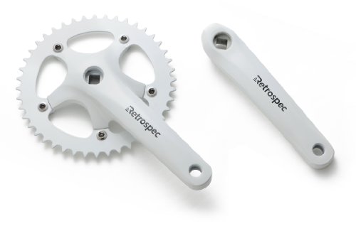 Retrospec Bicycles Fixed-Gear Crank Single-Speed Road Bicycle Forged Crankset, White, 46T