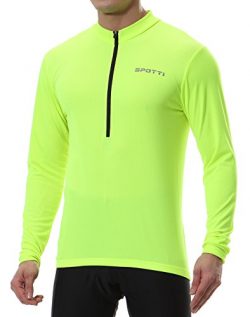 Spotti Men’s Long Sleeve Cycling Jersey, Bike Biking Shirt- Breathable and Quick Dry (Ches ...