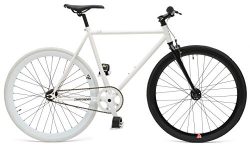 Retrospec Bicycles Mantra Fixie Bicycle with Sealed Bearing Hubs and Headlamp, White, 57cm/Large