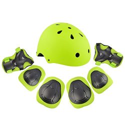 7Pcs Kids Sports Safety Protective Gear Set, RuiyiF Elbow Pad Knee Support Wrist Guard and Helme ...