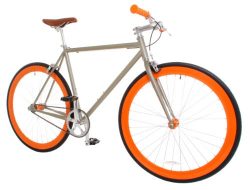 Vilano Rampage Fixed Gear Fixie Single Speed Road Bike, Champagne/Orange, Medium/54cm
