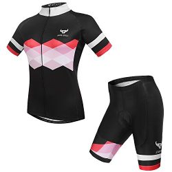 NINE BULL Women’s Cycling Jersey Short Sleeve with Padded Quick-Dry Polyester Jacket Bike  ...