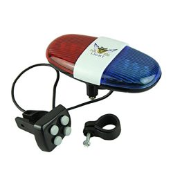 SODIAL(R) Bicycle Cycling 4 Tones 6 LED Electronic LED Warning Lights Siren Horn Beeper Bell