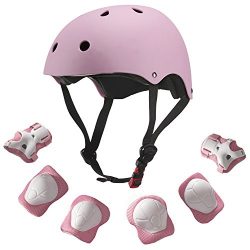 Dostar Kids Youth Adjustable 7Pcs Sports Protective Gear Set Safety Pad Safeguard (Helmet Knee E ...