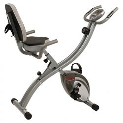 Sunny Health & Fitness Folding Exercise Bike with Magnetic Semi Recumbent Upright High Weigh ...