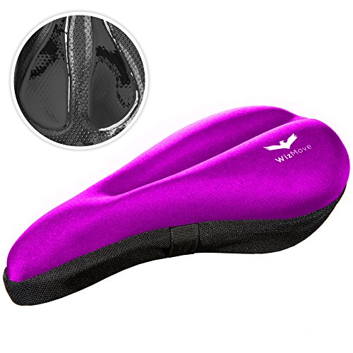 WizMove Bike Gel Seat Cushion – Improved Non-Slip Bottom Design with Water Resistant Cover ...