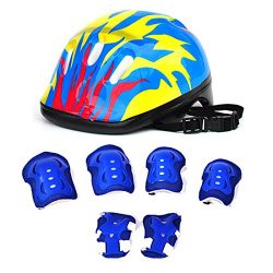 7Pcs Kids Sports Safety Protective Gear Set, RuiyiF Elbow Pad Knee Pads Wrist Guard Helmet for S ...