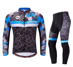 Winter Cycling Gear Men’s Bike Jersey Long Sleeve Compression Pants Cycle Clothing Quick D ...