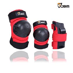 JBM international Adult / Child Knee Pads Elbow Pads Wrist Guards 3 In 1 Protective Gear Set, Re ...