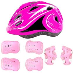 Kids Protective Gear Set LED Helmet Knee Pads Elbow Pads Wrists Pads Guards For Cycling Skateboa ...